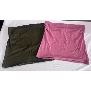 Lot 2 BOZZOLO Women’s Tube Tops Size 2X Plus Olive Green Pink Cotton Stretch
